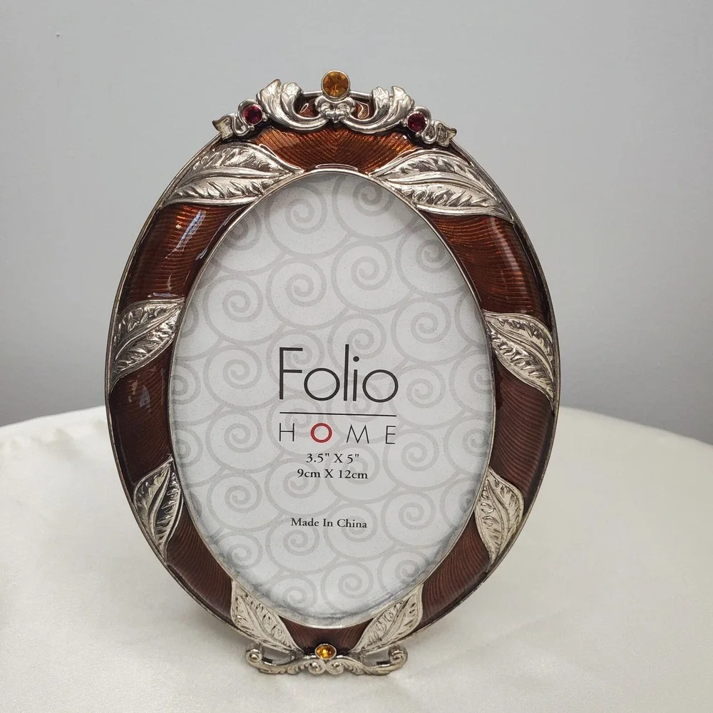 Folio Home‎ Enamel Austrian Crystal Oval Picture Frame New Open Box